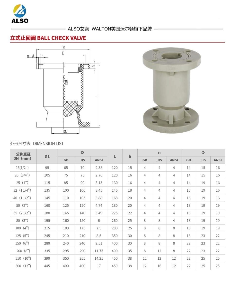 四氟塑料立式止回阀