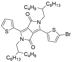 3-(5-bromothiophen-2-yl)-2,5-bis-(2-butyloctyl)-6-thiophene-2-yl-2,5-dihydropyrrolo[3,4-c]pyrrole-1,4-dione CAS号:1454609-37-0 现货优势供应 科研产品